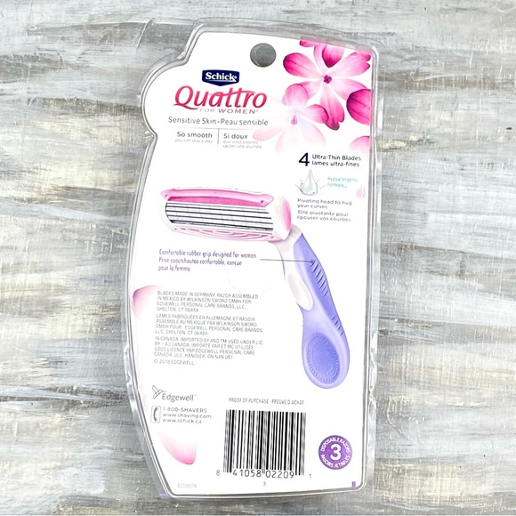 NWT Schick Quattro Sensitive Skin Razors 3-Count 4-Blade Disposable Shave 3 Pack - Picture 5 of 9